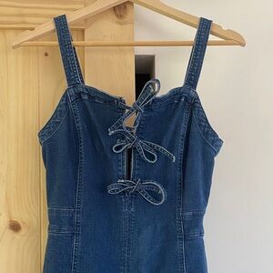 Madewell Dark Blue Lace-Up Denim Jumpsuit